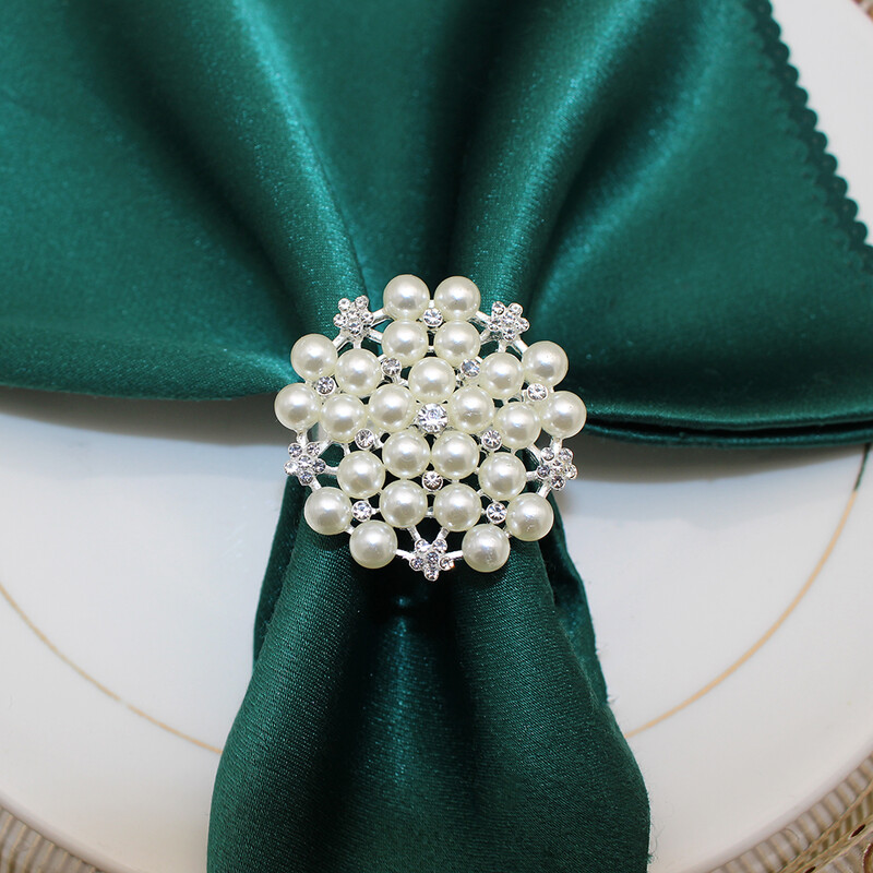 6 vnt Kalnų krištolinio akmens perlų servetėlių žiedai Auksiniai servetėlių žiedų laikikliai Kalėdų vestuvių vakarėliui, oficialiam ar kasdieniniam pietų stalo dekoravimui