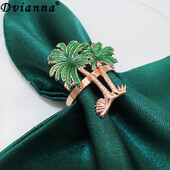 6 vnt. Palmių medžio servetėlių žiedai žalių lapų servetėlių laikikliai Valgomojo stalo dekoravimas Šventinėms vestuvėms Tropinių vakarėlių reikmenys HWC73