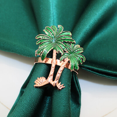 6 vnt. Palmių medžio servetėlių žiedai žalių lapų servetėlių laikikliai Valgomojo stalo dekoravimas Šventinėms vestuvėms Tropinių vakarėlių reikmenys HWC73