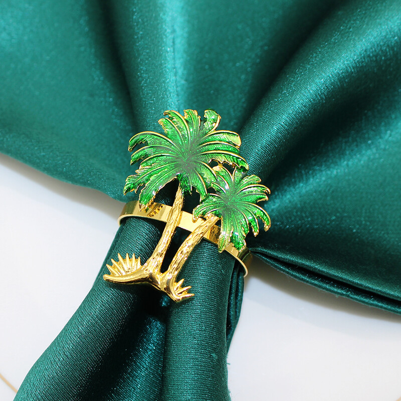 6 vnt. Palmių medžio servetėlių žiedai žalių lapų servetėlių laikikliai Valgomojo stalo dekoravimas Šventinėms vestuvėms Tropinių vakarėlių reikmenys HWC73