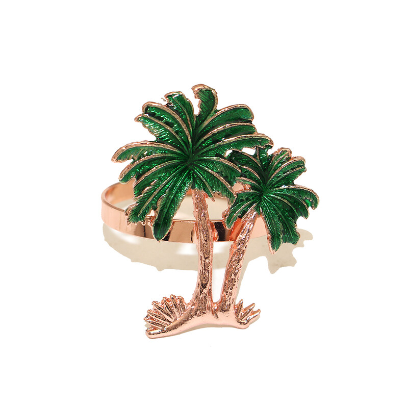 6 vnt. Palmių medžio servetėlių žiedai žalių lapų servetėlių laikikliai Valgomojo stalo dekoravimas Šventinėms vestuvėms Tropinių vakarėlių reikmenys HWC73