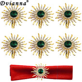 6 vnt. žalios spalvos krištolo krištolinio akmens servetėlių žiedai saulėgrąžų servetėlių laikiklis kalėdinėms vestuvėms, banketams, vakarėlio stalo dekoravimui HWD56