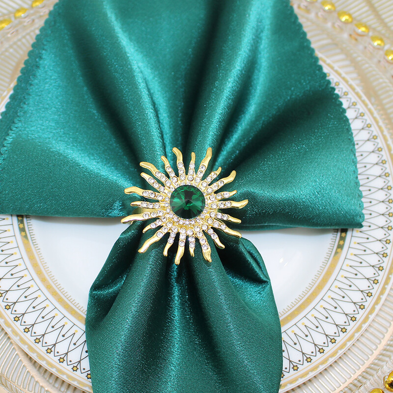6 vnt. žalios spalvos krištolo krištolinio akmens servetėlių žiedai saulėgrąžų servetėlių laikiklis kalėdinėms vestuvėms, banketams, vakarėlio stalo dekoravimui HWD56