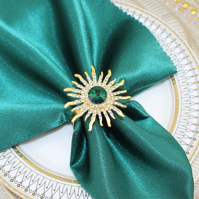 6 vnt. žalios spalvos krištolo krištolinio akmens servetėlių žiedai saulėgrąžų servetėlių laikiklis kalėdinėms vestuvėms, banketams, vakarėlio stalo dekoravimui HWD56