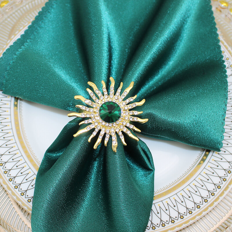 6 vnt. žalios spalvos krištolo krištolinio akmens servetėlių žiedai saulėgrąžų servetėlių laikiklis kalėdinėms vestuvėms, banketams, vakarėlio stalo dekoravimui HWD56