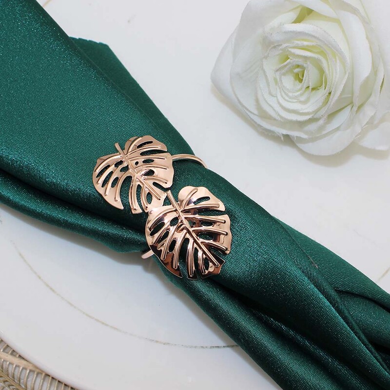 6 vnt. rožinio aukso lapų servetėlių žiedai, metaliniai lapeliai, servetėlių laikiklis rudens Padėkos dienai Vestuvėms Kūdikių dušo stalo dekoravimas HWL55