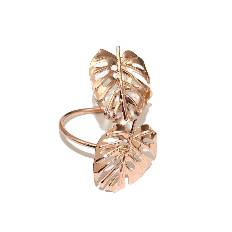 6 vnt. rožinio aukso lapų servetėlių žiedai, metaliniai lapeliai, servetėlių laikiklis rudens Padėkos dienai Vestuvėms Kūdikių dušo stalo dekoravimas HWL55