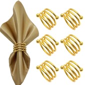 6 vnt Metaliniai spiraliniai servetėlių žiedai Auksiniai sidabriniai servetėlių laikikliai namų viešbučiams vakarienei vestuvėms priėmimams banketų stalų dekoravimui