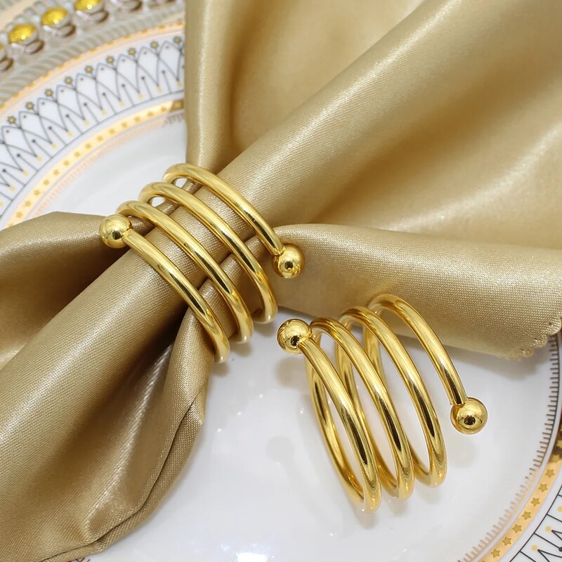 6 vnt Metaliniai spiraliniai servetėlių žiedai Auksiniai sidabriniai servetėlių laikikliai namų viešbučiams vakarienei vestuvėms priėmimams banketų stalų dekoravimui