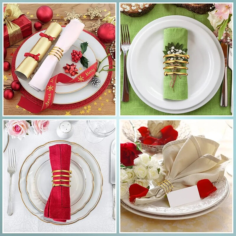 6 vnt Metaliniai spiraliniai servetėlių žiedai Auksiniai sidabriniai servetėlių laikikliai namų viešbučiams vakarienei vestuvėms priėmimams banketų stalų dekoravimui