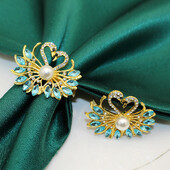 6 vnt. gulbės servetėlių žiedai mėlyno kalnų krištolo gyvūnų servetėlių laikiklis Puikus stalo dekoras vestuvėms, banketams, šventėms šeimos susibūrimui