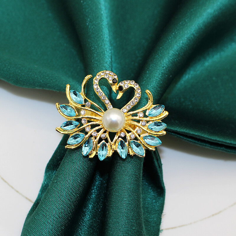 6 vnt. gulbės servetėlių žiedai mėlyno kalnų krištolo gyvūnų servetėlių laikiklis Puikus stalo dekoras vestuvėms, banketams, šventėms šeimos susibūrimui