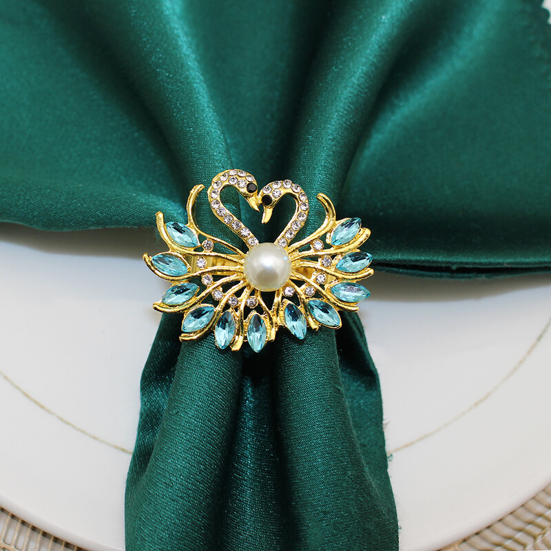 6 vnt. gulbės servetėlių žiedai mėlyno kalnų krištolo gyvūnų servetėlių laikiklis Puikus stalo dekoras vestuvėms, banketams, šventėms šeimos susibūrimui