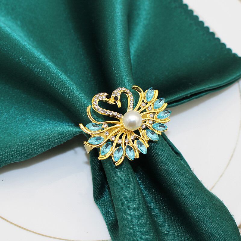 6 vnt. gulbės servetėlių žiedai mėlyno kalnų krištolo gyvūnų servetėlių laikiklis Puikus stalo dekoras vestuvėms, banketams, šventėms šeimos susibūrimui