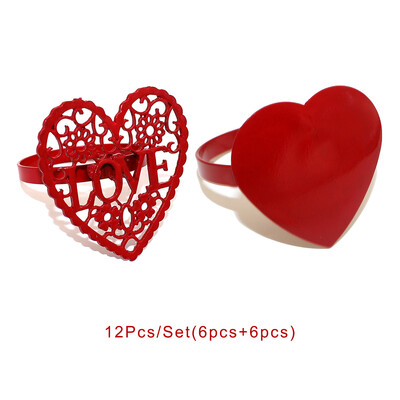 12 vnt Širdies servetėlių žiedas Valentino servetėlių žiedo laikiklis vestuviniam dušui Valentino dienos vestuvėms Kalėdų stalo dekoravimas HWW06