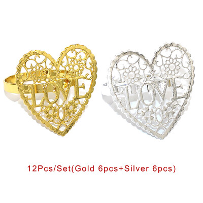 12 vnt Širdies servetėlių žiedas Valentino servetėlių žiedo laikiklis vestuviniam dušui Valentino dienos vestuvėms Kalėdų stalo dekoravimas HWW06