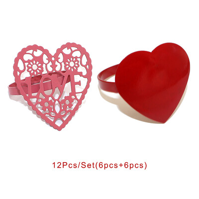 12 vnt Širdies servetėlių žiedas Valentino servetėlių žiedo laikiklis vestuviniam dušui Valentino dienos vestuvėms Kalėdų stalo dekoravimas HWW06