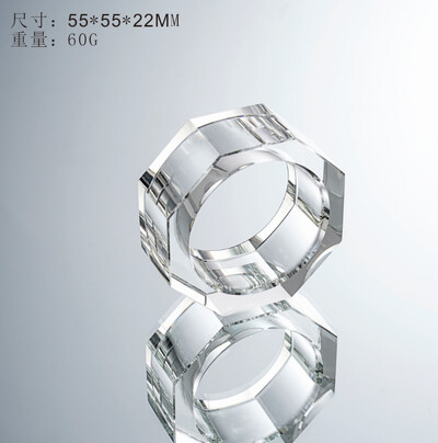 Rankų darbo skaidraus stiklo servetėlių laikiklio žiedai, stalo papuošimai, vestuvės, Valentino diena, banketas, Kalėdos