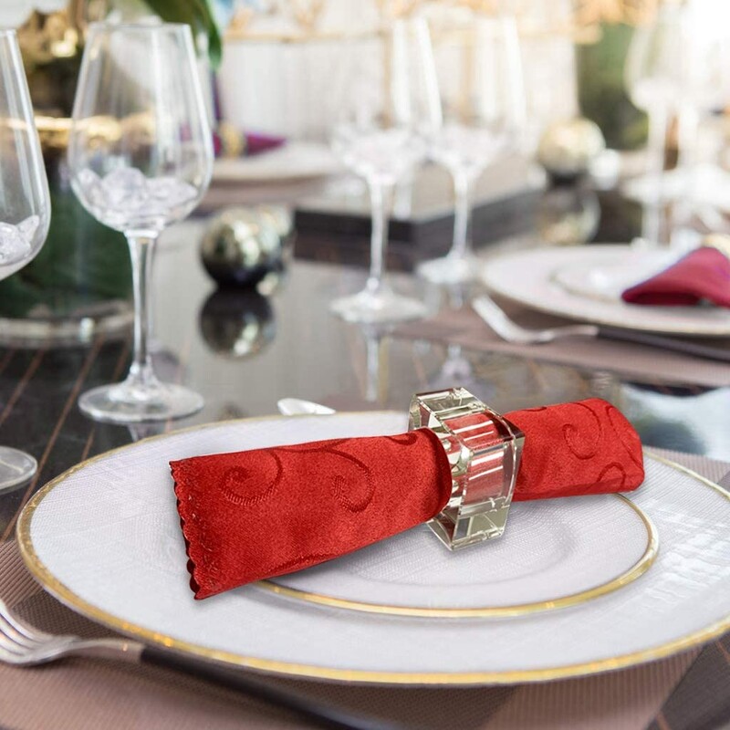 Rankų darbo skaidraus stiklo servetėlių laikiklio žiedai, stalo papuošimai, vestuvės, Valentino diena, banketas, Kalėdos