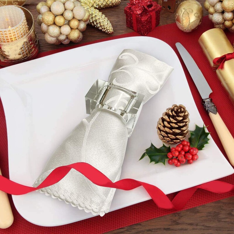 Rankų darbo skaidraus stiklo servetėlių laikiklio žiedai, stalo papuošimai, vestuvės, Valentino diena, banketas, Kalėdos