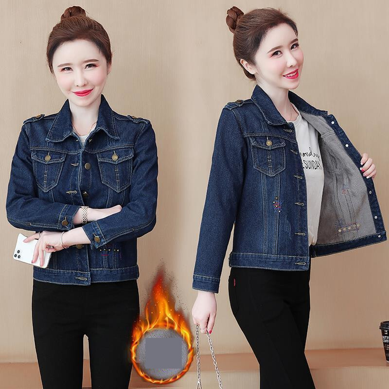 Nova jesenska i zimska traper jakna od baršuna za 2024. Ženska korejska verzija za mršavljenje, kratki gornji dio, deblji pamučni kaput