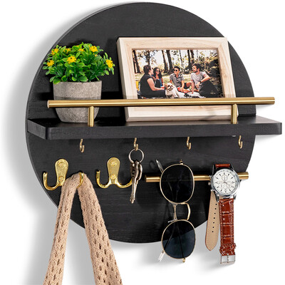 Μπρελόκ για τοίχο με ξύλινο ράφι ταχυδρομική οργάνωση και ράφι με ράφι κυκλικό σχέδιο Κρεμάστρα για μπρελόκ με διακόσμηση εισόδου ραφιού