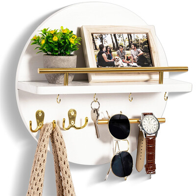 Μπρελόκ για τοίχο με ξύλινο ράφι ταχυδρομική οργάνωση και ράφι με ράφι κυκλικό σχέδιο Κρεμάστρα για μπρελόκ με διακόσμηση εισόδου ραφιού