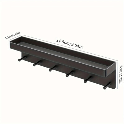 Ключодържател за стенни декорации Органайзер за рафтове за поща Закачалка за прибори, монтирана на стена с 6 куки Поставка за съхранение за кухня, баня