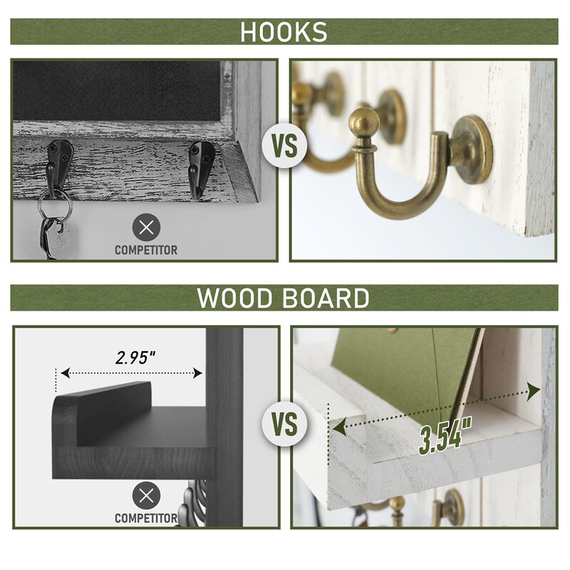 Ukrasni drveni držač za ključeve i organizator pošte za zid Moderna drvena polica s 5 kuka Zidni nosač za ulaz u dnevnu sobu