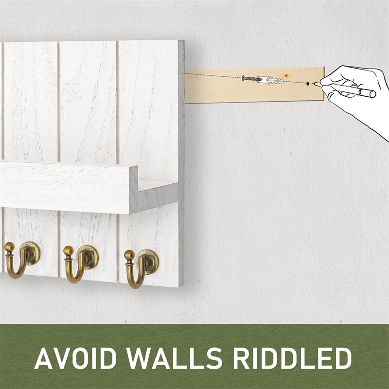 Ukrasni drveni držač za ključeve i organizator pošte za zid Moderna drvena polica s 5 kuka Zidni nosač za ulaz u dnevnu sobu