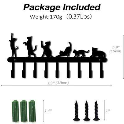 1 kom Držač za ključeve Mačka s 9 kuka za torbu Odjeća Držač za ključeve Mali zidni držač za policu Noć vještica Zidni ukras oko 15x33 cm