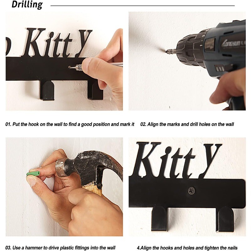 1 kom Držač za ključeve Mačka s 9 kuka za torbu Odjeća Držač za ključeve Mali zidni držač za policu Noć vještica Zidni ukras oko 15x33 cm