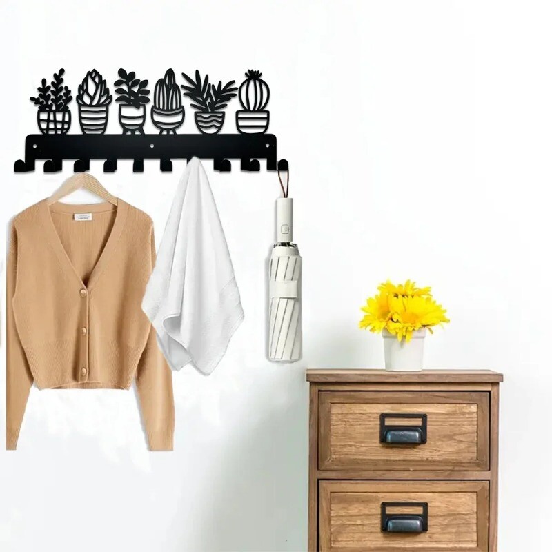 Zidne metalne kuke Držač ključeva Biljke u saksijama Ukrasne kuke Stalak Vješalice Montirane na zid s 10 kuka za privjesak za ključeve