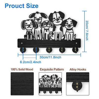 1 set kukica za kapute s cvijećem i biljkom na zidu 11,8 × 7 inča Drveni držač ključeva s cvijetom ruže za zidnu ukrasnu vješalicu za ključeve