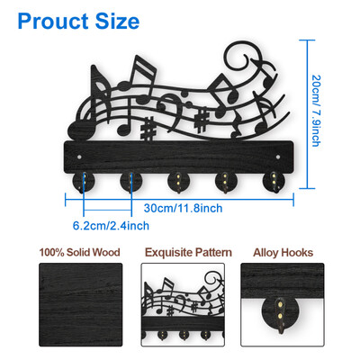 1 set kukica za kapute s cvijećem i biljkom na zidu 11,8 × 7 inča Drveni držač ključeva s cvijetom ruže za zidnu ukrasnu vješalicu za ključeve