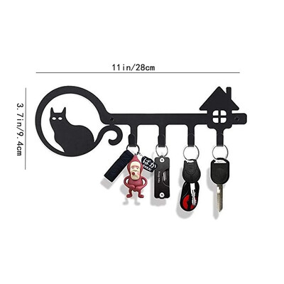 Višenamjenska željezna zidna viseća slatka mačka Stalak za ključeve Svečana atmosfera Zidni stalak za mačke Kuka Kuka za kućanske ključeve Vješalica za kapute