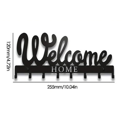 Vješalica s kukom Zidni držač za ključeve Metalna ukrasna vješalica za kapute s dizajnom Sweet Home i psi Organizator Stalak sa 6 kukica