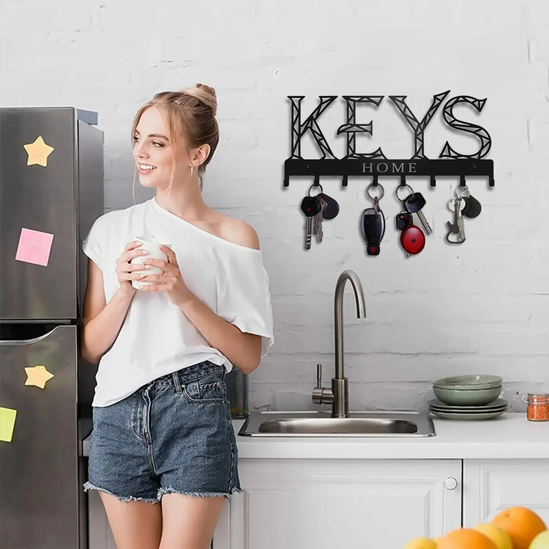 Metalni zidni stalak za pohranu, plutajući držač za ključeve, kuka, ljepilo/bušilica za ugradnju, stalak za pohranu