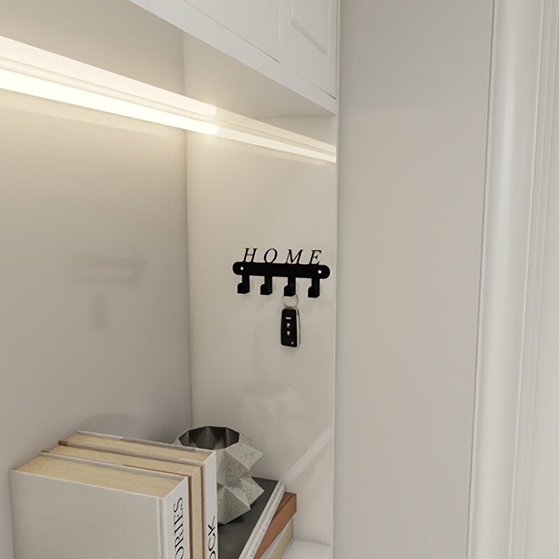 Držač ključeva za zidno ljepilo, kuke za ključeve s 4 kuke montirane na zid, crne vješalice za ključeve za zidni dekor bez bušilice za dnevnu sobu