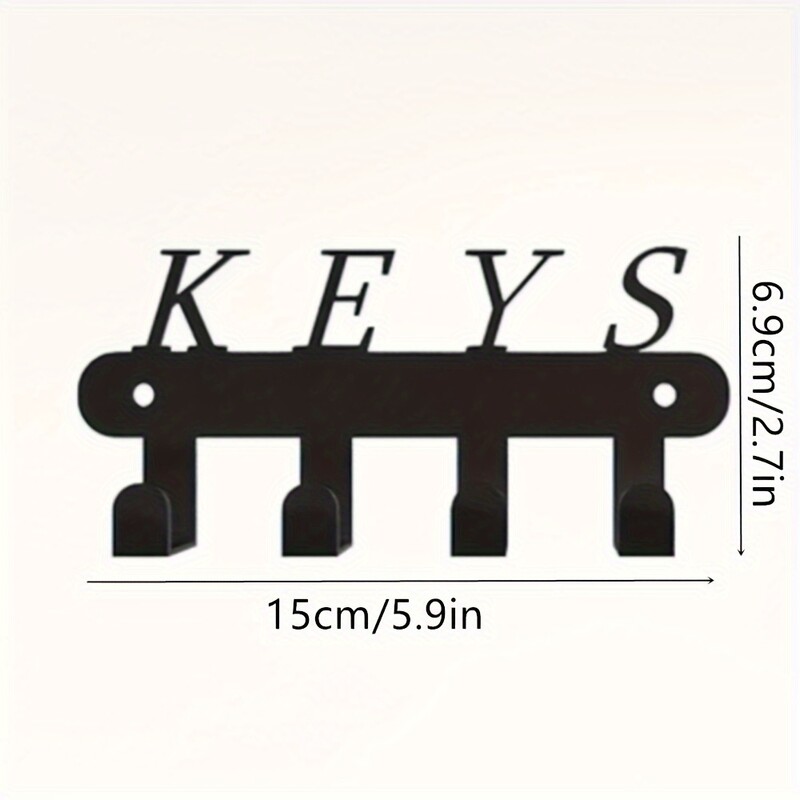 Držač ključeva za zidno ljepilo, kuke za ključeve s 4 kuke montirane na zid, crne vješalice za ključeve za zidni dekor bez bušilice za dnevnu sobu