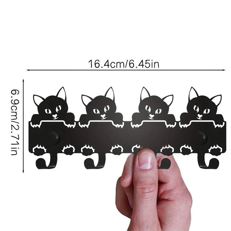 HelloYoung zidni stalak za ključeve za mačke, metalni držač za ključeve, ukrasna zidna kuka za stalak za pohranu, kuka za vješalicu za ključeve za ulaz