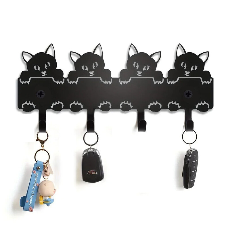 HelloYoung zidni stalak za ključeve za mačke, metalni držač za ključeve, ukrasna zidna kuka za stalak za pohranu, kuka za vješalicu za ključeve za ulaz