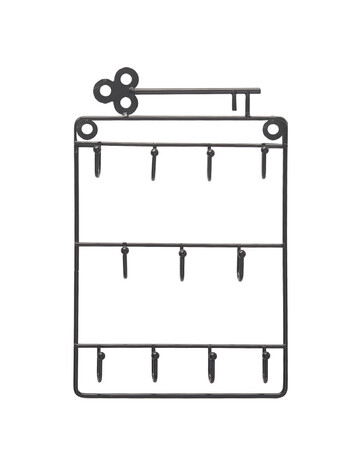 Μαύρη σχάρα αποθήκευσης με γάντζους τριών στρώσεων Κλειδιά Organizer Ραφιοθήκες 16*24,5cm 1τμχ