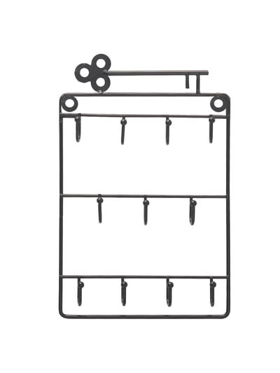 Crni stalak za pohranu s troslojnim kukama Ključevi Organizator Držači polica 16*24,5 cm 1 kom
