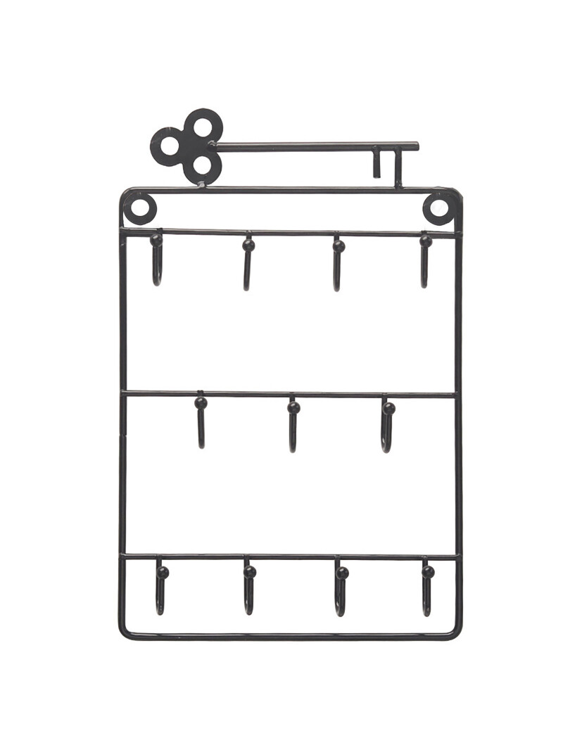 Crni stalak za pohranu s troslojnim kukama Ključevi Organizator Držači polica 16*24,5 cm 1 kom