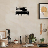 Helikopter #1 Stalak za ključeve Vješalica 9 inča široka metalna zidna umjetnost Dekorativni Helikopter Držač ključeva Funkcionalni zidni organizator za dom