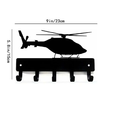 Helikopter #1 Stalak za ključeve Vješalica 9 inča široka metalna zidna umjetnost Dekorativni Helikopter Držač ključeva Funkcionalni zidni organizator za dom
