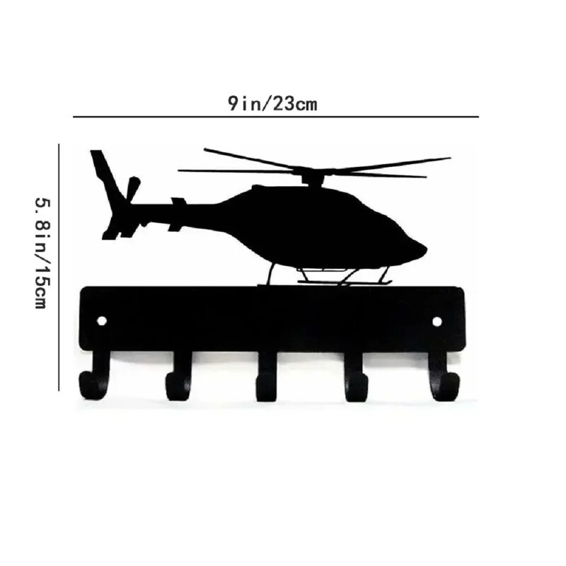 Helikopter #1 Stalak za ključeve Vješalica 9 inča široka metalna zidna umjetnost Dekorativni Helikopter Držač ključeva Funkcionalni zidni organizator za dom