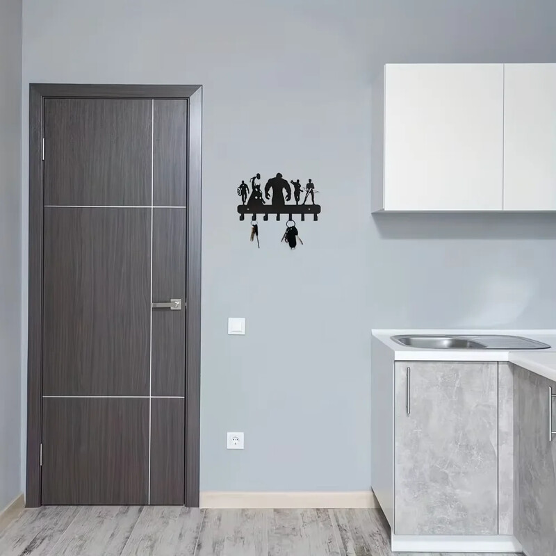 Метален ключодържател със 7 куки Стенен органайзер Стилни куки за кърпи за кухнята и дома Най-голямо удобство