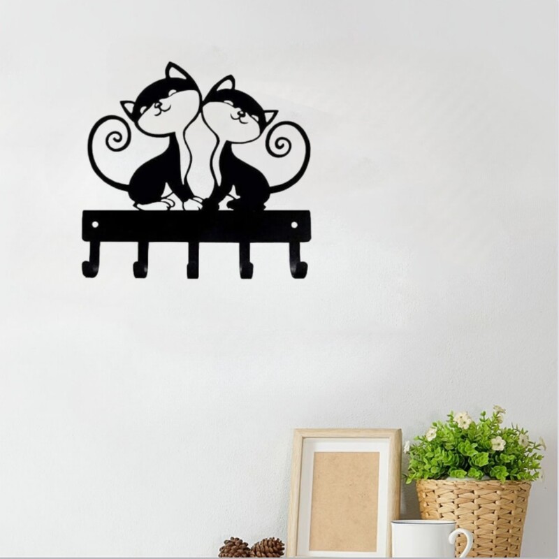 Držač stalka za mačje ključeve Zidne kuke Držač ključeva Stalak za kapute Ukrasna kuka, rukotvorine od željeza, viseće na zidu, montirano na zid, kuke